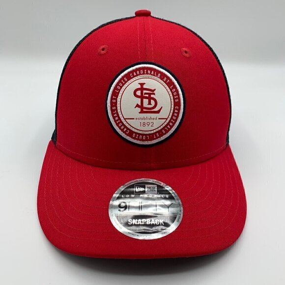 St Louis Cardinals Navy Blue Red New Era Low Profile Snapback Trucker Hat New - Picture 2 of 6